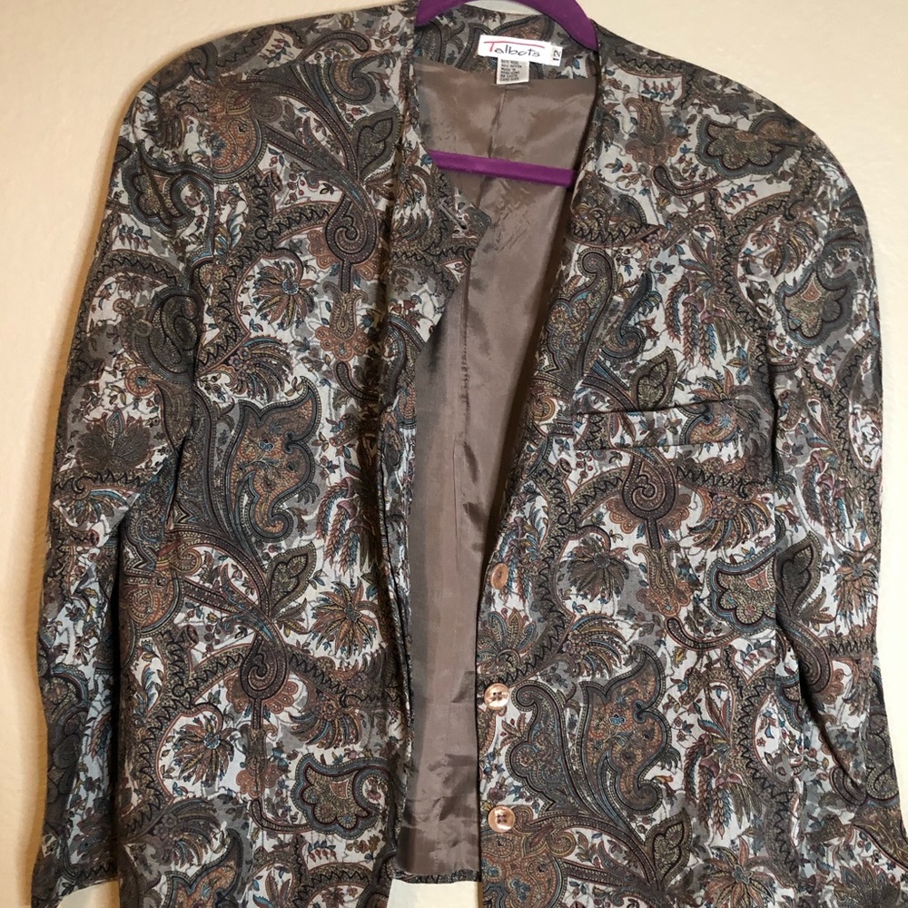 Talbots paisley print jacket sz 12